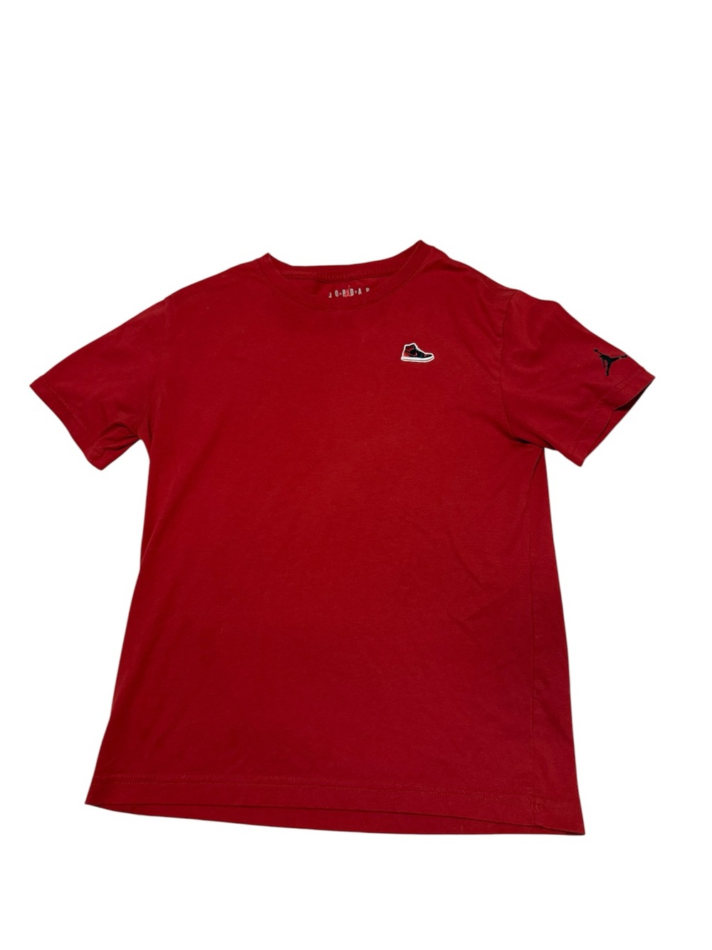 Youth Large AJ1 Jordan Red Short Sleeve Tee with Jumpman Patch